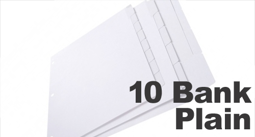 Plain White Copier Tabs: 10 Bank - 1/10 Cut