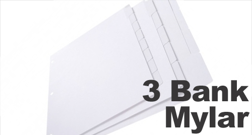 Printable Clear Mylar Copier Tabs: 3 Bank - 1/3 Cut