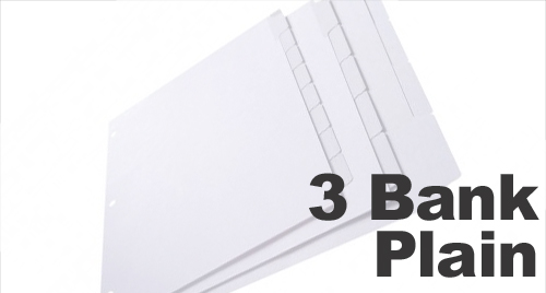 Plain White Copier Tabs: 3 Bank - 1/3 Cut