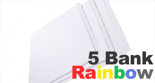 Rainbow Color Mylar (Printable) Tabs: 5 Bank - 1/5 Cut